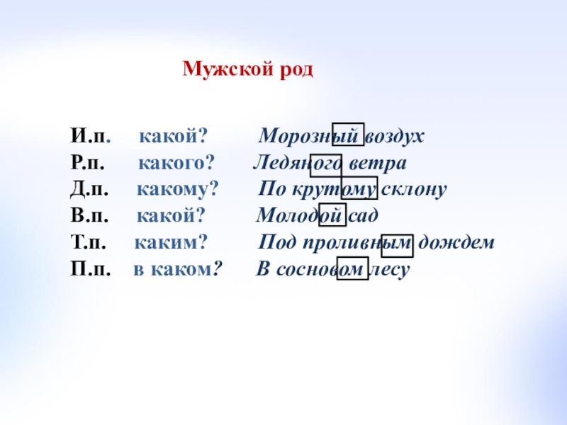 Какой роб. В морозном воздухе падеж. Воздух какой род. Морозное падеж. Морозный склонение.