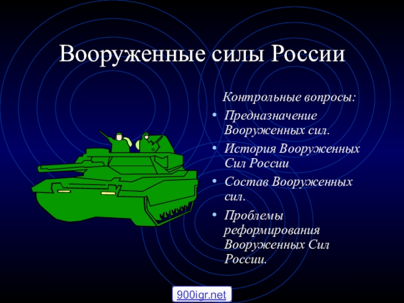 Презентация Урок Вооружённые Силы РФ