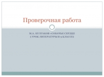 Презентация по литературе Проверочная работа по роману М.А.Булгакова Собачье сердце ( 9 класс)