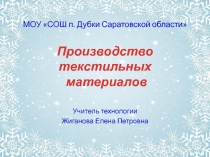 Презентация по технологии на тему Производство текстильных волокон (5 класс)