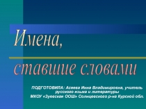 Презентация по русскому языку Эпонимы- имена, ставшие словами русского языка