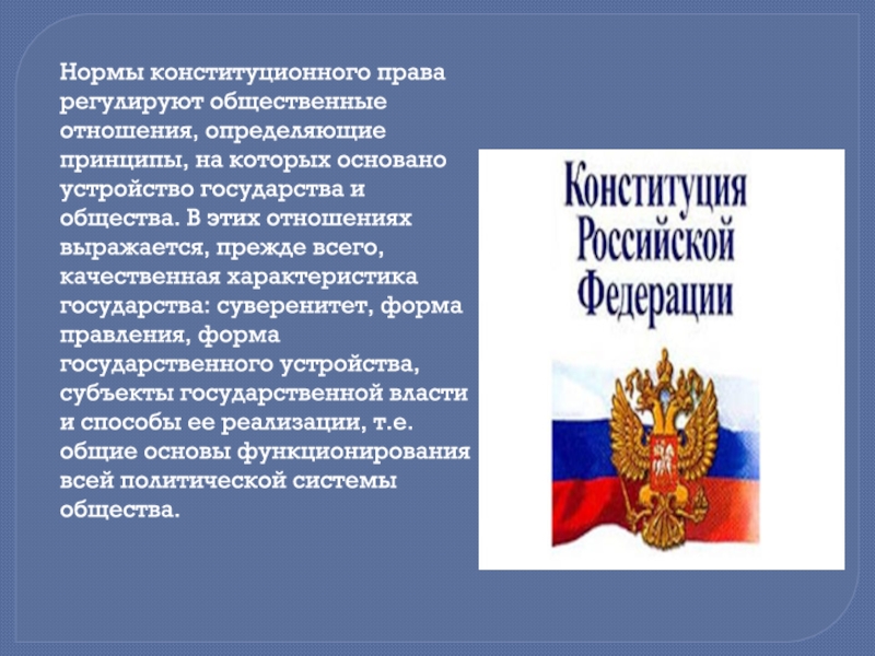 Конституционные проблемы россии. Правовые нормы в Конституционном праве.