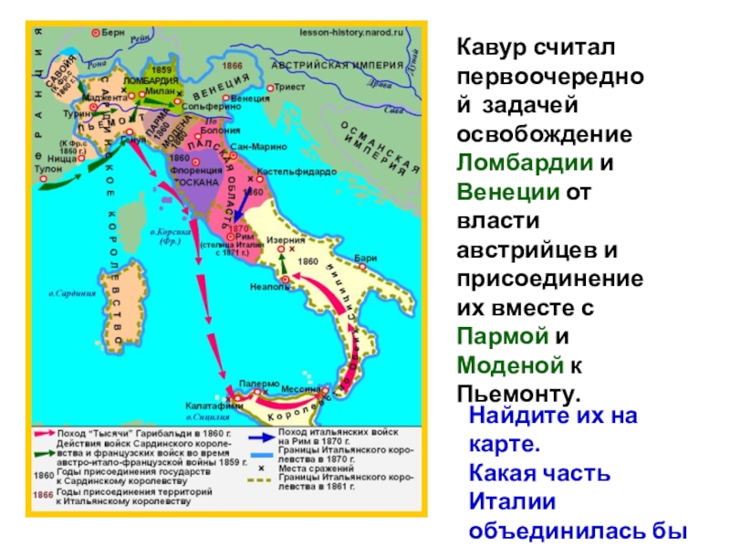 Презентация от альп до сицилии объединение италии 9 класс фгос