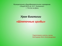 Урок-конференция Шляпочные грибы 5 класс