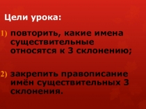 Презентация к конспекту урока в 5 классе Ь в существительных 3 склонения