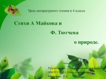 Презентация по литературному чтению Стихи А.Майкова и Ф.Тютчева о природе.