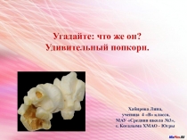 Презентация Удивительный попкорн к проектной работе Угадайте: что же он, Удивительный попкорн?