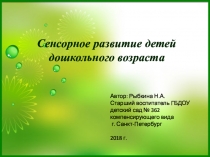Презентация Сенсорное развитие детей дошкольного возраста