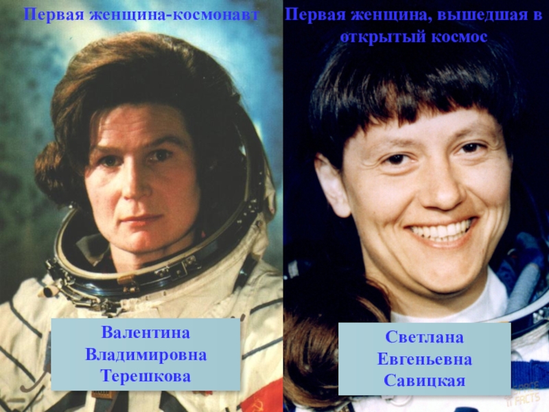 Первая женщина совершившая выход в открытый космос. Терешкова и Савицкая.