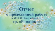 Презентация Отчет о проделанной работе за 2017-2018 учебный год гр.Ромашки