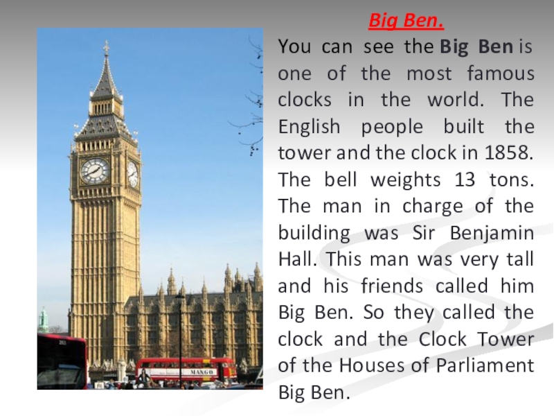 Как переводится is big. Сообщение по английскому 6 класс про Биг Бен. Big Ben рассказ. Биг-Бен башня проект. Проект по английскому языку Биг Бен 5 класс.