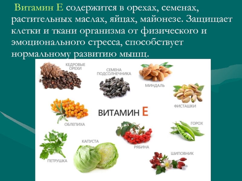 Витамин е содержится в продуктах