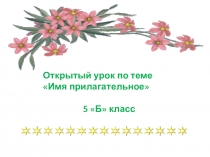 Презентация открытого урока по русскому языку Имя прилагательное