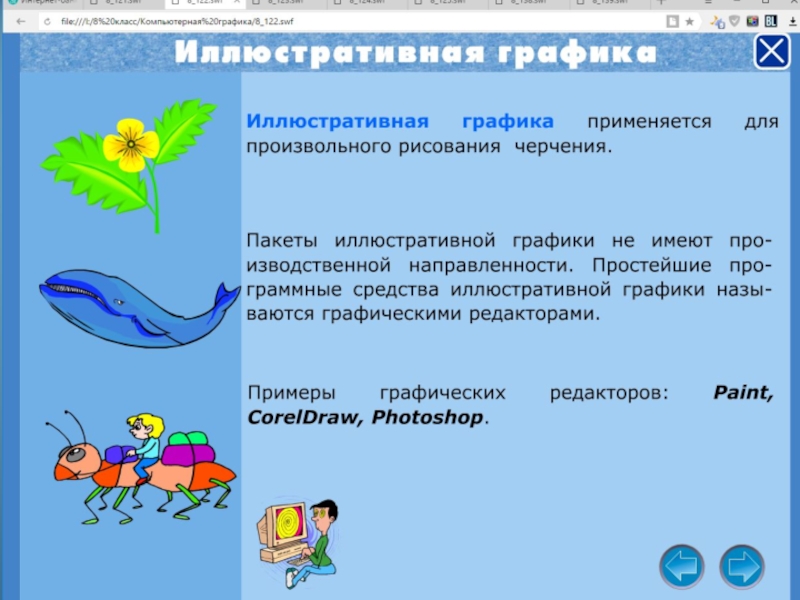 Позволяет создавать произвольные рисунки не имеет производственной направленности