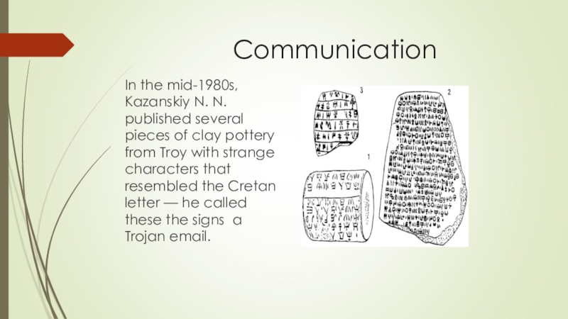 CommunicationIn the mid-1980s, Kazanskiy N. N. published several pieces