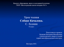 Презентация по чтению. Тема: Собаке Качалова. 9 класс