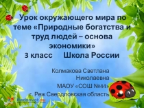 Презентация к уроку окружающего мира по теме Природные богатства и труд людей - основа экономики (3 класс УМК Школа Росссии)