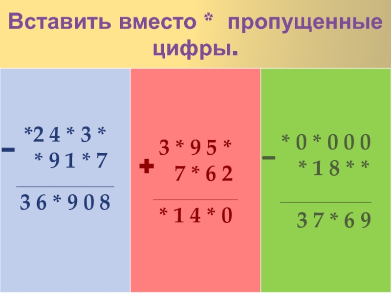 Вставь вместо числа. Примеры с пропущенными цифрами 5 класс. Вставь пропущенные цифры 4 класс. Сложение и вычитание с пропущенными цифрами. Как вставить пропущенные цифры.