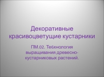 Презентация по ПМ.02. Технология выращивания древесно- кустарниковых растений.