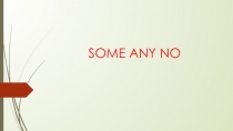 Презентация SOME ANY NO