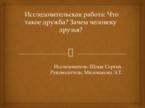 Исследовательская работа Что такое дружба? Зачем человеку друзья? (ученик Сергей Шлык)