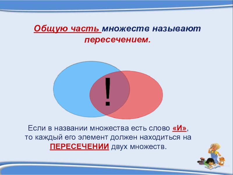 Есть много частей. Общая часть множеств. Имена множеств бывают. Множества и части множеств. Общую часть множеств называют.