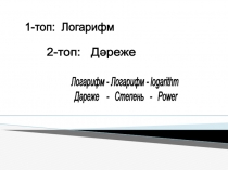 Презентация алгебра Логарифм және оның қасиеттері