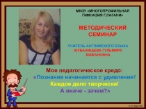 Презентация к докладу  Моя педагогика в содружестве с коллегами