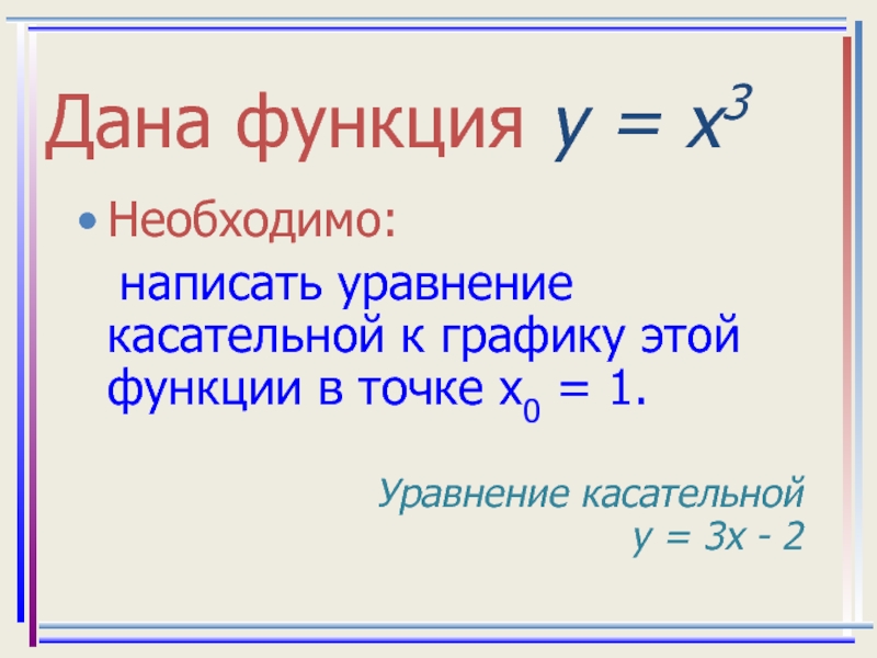 Уравнение касательной к графику функции презентация 10 класс мордкович