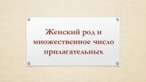 Презентация по французскому языку на тему Женский род и множественное число прилагательных (5 класс)