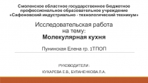 Презентация к внеурочному мероприятию ( конференции) по проектно-исследовательской деятельности  молекулярная кухня