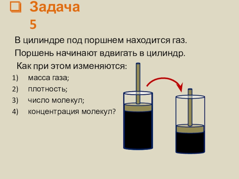 В цилиндре под поршнем находится газ