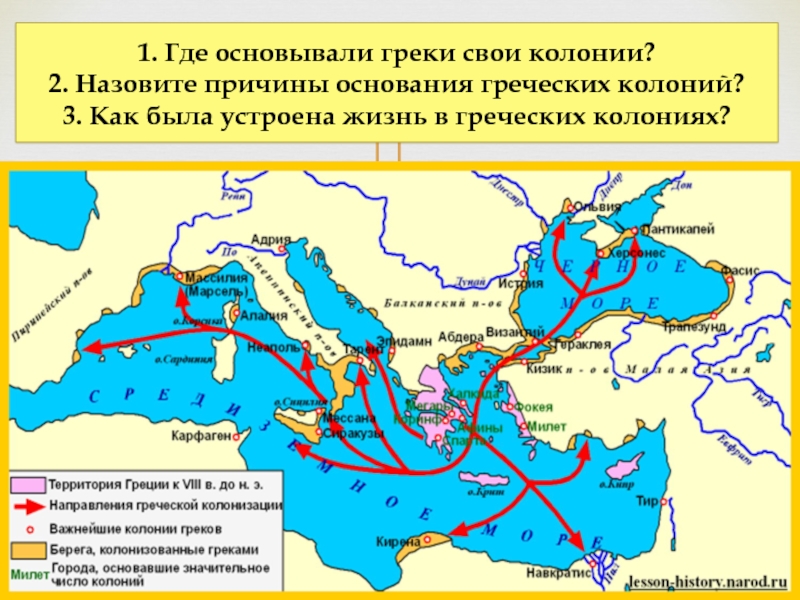 Карта основание греческих колоний 5 класс контурная по истории