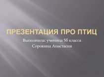 Презентация по внеурочной деятельности Птицы