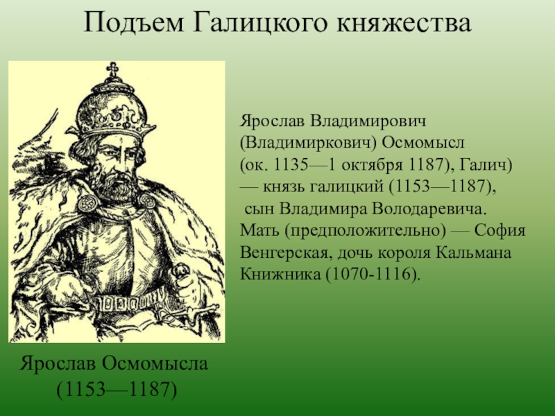 Галицкий 9 класс. Галицкий князь Ярослав Осмомысл. Галицко-Волынское княжество князья Ярослав Осмомысл. Ярослав Галицкий Осмомысл (1153-1187). Галицкий князь Ярослав Осмомысл политика.