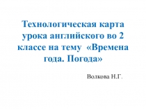 Презентация Технологическая карта урока английского языка во 2 классе