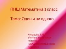 Презентация по математике на тему Один и ни одного 1 класс ПНШ
