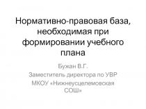 Нормативно-правовая база, необходимая при формировании учебного плана