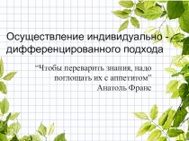 Осуществление индивидуально - дифференцированного подхода