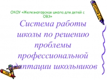 Презентация Система работы школы по решению проблемы профессиональной адаптации школьников