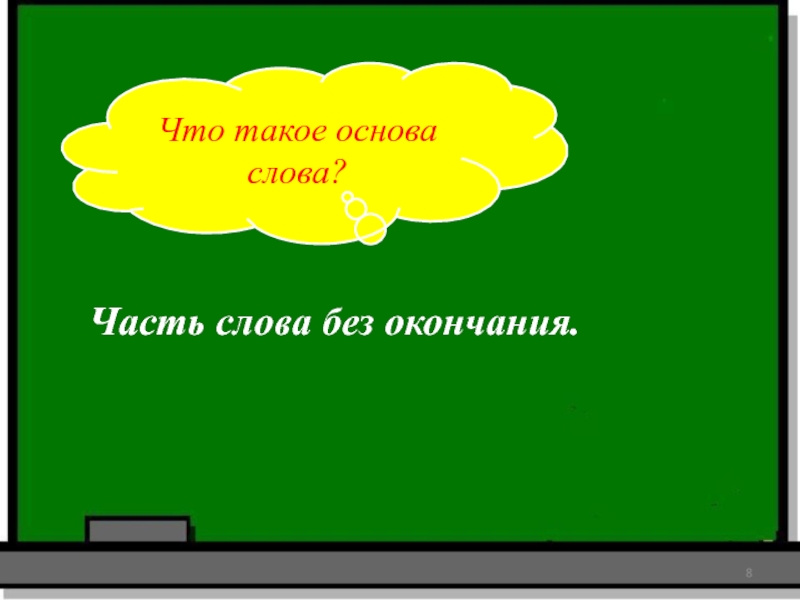 Что такое основа слова? Часть слова без окончания.