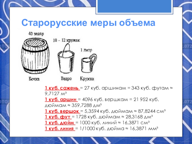 Объем 9. Меры объема. Старорусские меры объема жидкости. Меры объема жидкости таблица. Русские меры объема жидкостей.