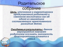 Презентация к родительскому собранию на тему: Ребёнок учится тому, что видит у себя в дому.