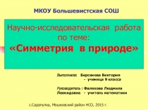 Презентация по геометрии на тему Симметрия в природе ( 9 класс)