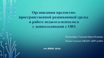 Организация предметно- пространственной развивающей среды в работе педагога-психолога с дошкольниками с ОВЗ