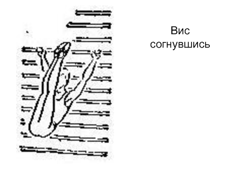 Вис согнувшись на гимнастической стенке