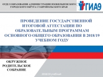 Проведение государственной итоговой аттестации по образовательным программам основного общего образования в 2018-2019 учебном году