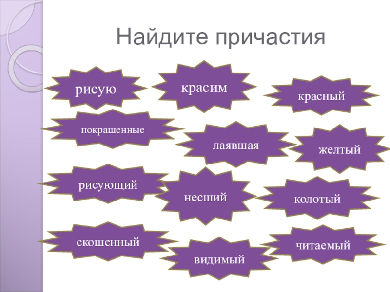 Видимый причастие. Найди Причастие. Задания по причастиям. Игры на тему причастия. Игра Найди Причастие.