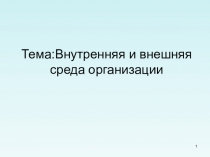 Презентация Внутренняя и внешняя среда организации