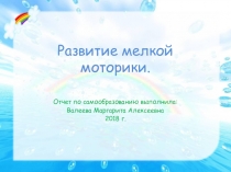 Презентация по теме самообразования: Развитие мелкой моторики